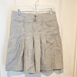 Anthropologie High-Waist Linen Blend Pleated Shorts in Light Gray